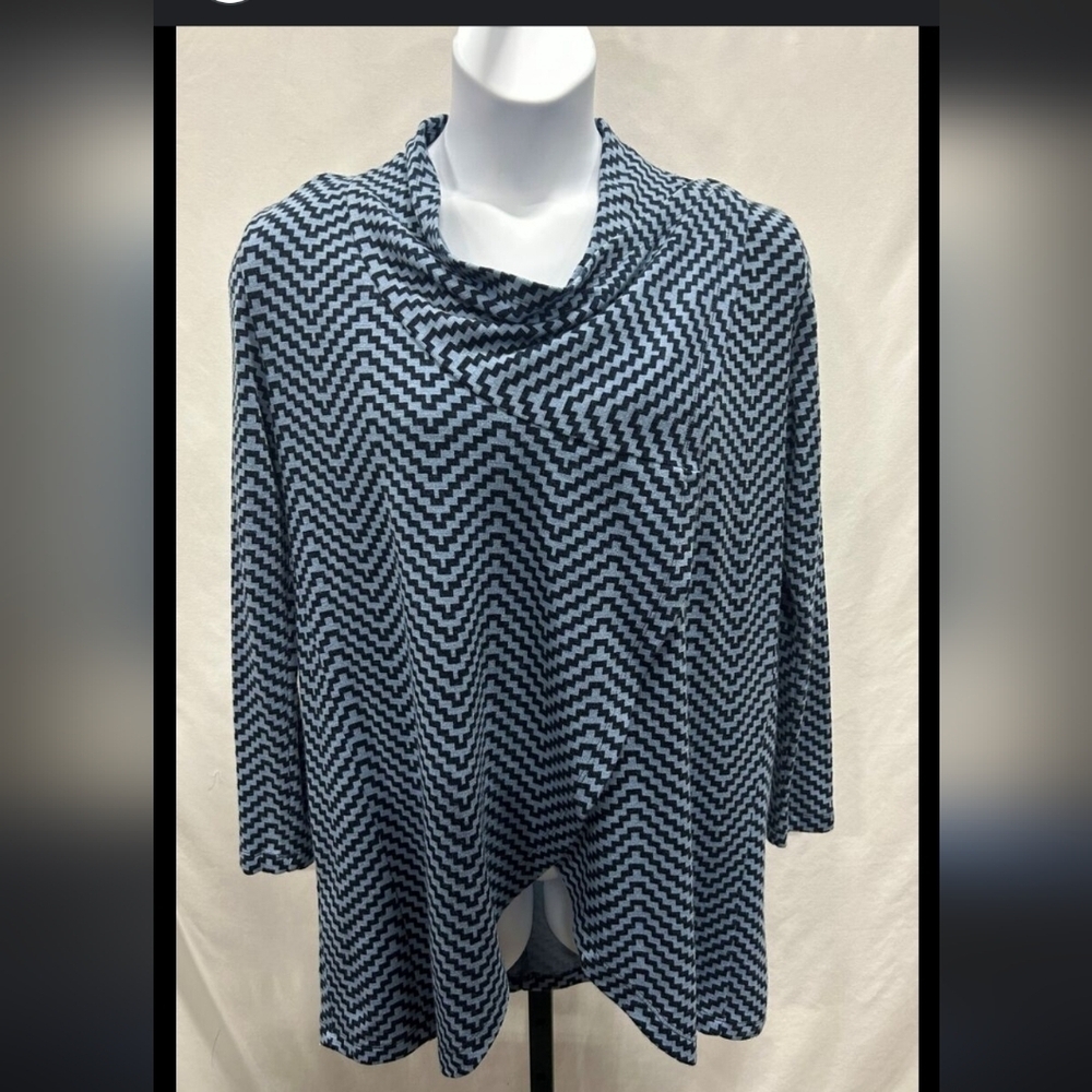 The Limited Convertible Cardigan Wrap Sweater Blue Chevron Zig Zag Size XXL/EEG